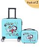 Kids Travel Luggage Snoopy Print With Carry-On Luggage & Wheels Pack of 2 Blue - 15 Inches