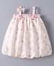Mark & Mia Singlet Sleeves Frock with Bow & Floral Applique - Pink