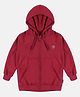 Kiddopanti Fleece Full Sleeves Solid Hooded Sweatshirt - Maroon