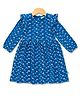 JusCubs Cotton Lycra Full Sleeves Floral Motifs Printed Dress - Royal Blue