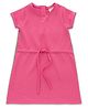 JusCubs Cotton Waffle Knit Half Sleeves Solid Dress - Pink