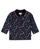 JusCubs Cotton Full Sleeves New York Text Printed Polo Tee - Navy Blue
