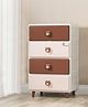 R for Rabbit Kiddo Korner Teddy Organizer Drawer for Kids Toys/Books & Baby Clothes | 4 Level Multi-Compartment Storage Basket Organiser| Easy Plug N Play Installation & Anti Slip Base (Brown White)