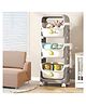 R for Rabbit Kiddo Korner Frosty Organizer for Kids Toys/Books & Baby Clothes Wardrobe | Detachable 3 Level Storage Organiser | Easy Plug N Play Installation & Lockable Wheels (Grey White)