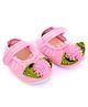 Daizy Cotton Floral & Leaf Applique Detailed Booties With Velcro Closure - Baby Pink