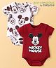 Babyoye Disney Interlock Knit Half Sleeves Onesies with Mickey Mouse & Friends Graphics Pack of 2 - White & Wine