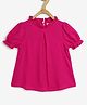 Chuppan Chupai Rayon Half Sleeves Solid Top - Fuchsia