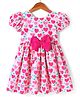 Mark & Mia Half Puffed Sleeves Frock with Bow Applique & Hearts Print - Pink