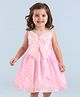 Mark & Mia Woven Sleeveless Party Frock With Bow Applique & Polka Dot Print - Pink