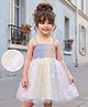 Mark & Mia Woven Singlet Sleeves Party Dress witch Smocking Detailing & Stars Foil Embellishment - White
