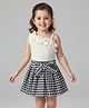Mark & Mia Woven Sleeveless Top & Printed Skirt with Frill Detailing - White & Navy Blue