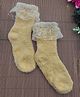 Ziory Woollen Floral Lace Embellished Anti Skid Socks - Yellow