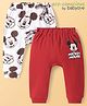 Babyoye Disney Interlock Knit Full Length Diaper Leggings With Mickey & Friends Graphics Pack of 2 - White & Red