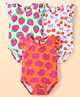Babyhug 100% Cotton Knit Frill Sleeves Onesies With Fruit Print Pack of 3 - White Orange & Light Green