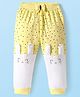 Babyhug Terry Knit  Full Length Lounge Pants With Polka Dots & Bunny Applique - Yellow & White