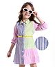Hola Bonita Woven  Three Fourth Sleeves Dress In Stripe Fabric & Cut & Sew Design - Multicolor