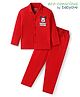 Babyoye Disney Single Jersey Knit Full Sleves Front Open Night Suit with Mickey Mouse Print - Red