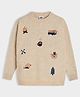 Mi Arcus Full Sleeves Camp Theme Embroidered Sweater - Beige