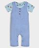 Mi Arcus 100% Cotton Solid Dungaree With Half Sleeves Fishes Printed Onesie Set - Blue