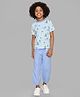 Mi Arcus 100% Cotton Half Sleeves Sea Life Theme Printed Tee & Pajama Set - Blue