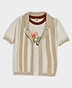 Mi Arcus 100% Cotton Half Sleeves Crochet Shirt & Typography Printed Tee - Cream