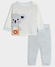 Mi Arcus Modal Full Sleeves Koala Bear Face Printed Tee & Joggers Set - White & Sky Blue