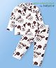 Babyoye Disney Single Jersey Knit Full Sleves Front Open Night Suit with Mickey Mouse & Friends Graphics - White