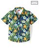 Babyhug Cotton Knit Half Sleeves Shirt with Floral Print - Navy Blue