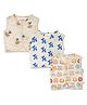 GREENDiGO Muslin Pack Of 3 Sleeveless Animals & Fish Printed Jhablas - Multi Colour