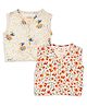 GREENDiGO Muslin Pack Of 2 Sleeveless Floral & Fish Printed Jhablas - Multi Colour