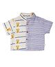GREENDiGO Muslin Half Sleeves Striped & Animal Printed Shirt - Blue