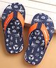 Cute Walk by Babyhug Flip Flops with Beach Theme Print - Navy Blue