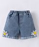 Mark & Mia Washed Denim Shorts with Floral Applique - Blue