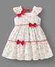 Mark & Mia Frill Sleeves Tiered Frock with Bow Applique - Red