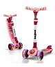 Baybee Kitty Kick Scooter for Kids, Foldable Kids Scooter with 3 Height Adjustable Handle & Music, Skate Scooter with LED PU Wheels & Brake (Pink)