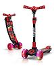 Baybee Kitty Kick Scooter for Kids, Foldable Kids Scooter with 3 Height Adjustable Handle & Music, Skate Scooter with LED PU Wheels & Brake - Red