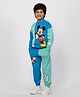 Nap Chief Pure Cotton Mickey Mouse & Friends Featuring Full Sleeves Character Printed Sweatshirt With Joggers Set - Blue