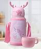 ZOE Stainless Steel Unicorn Printed Sipper Water Bottle with Cup Pink - 500 ml