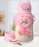 ZOE Stainless Steel Water Bottle With Bunny Applique & Strap Pink - 520 ml