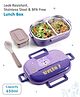 Insulated Stainless Steel Bear Print Lunch Box| Leak Resistant | BPA Free | 650ml | Perfect for School & Outdoor |Purple