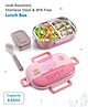 Insulated Stainless steel Kitty Print Lunch Box| Leak Resistant | BPA Free | 650ml | Perfect for School & Outdoor |Pink