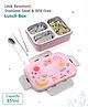 Stainless Steel Fruit Printed Lunch Box - Pink