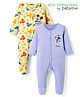 Babyoye Disney Interlock Full Sleeve Footed Sleepsuit With Mickey Mouse Graphic Set Of 2 - Purple & Yellow