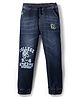 Pine Kids Denim Full Length Washed Jeans With Text Print - Navy Blue