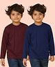 NUSYL Cotton Blend Pack Of 2 Full Sleeves Solid Tees - Navy Blue & Wine