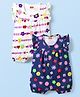Babyhug 100% Cotton Interlock Knit Frill Sleeves Rompers With Tropical Theme Print Pack Of 2 - Navy Blue & White