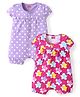 Babyhug 100% Cotton Half Sleeves Rompers with Polka Dots & Star Pack of 2 - Dark Pink & Purple
