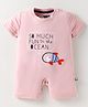Mini Taurus Interlock Knit Half Sleeves Romper with Text Print - Pink