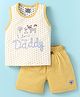 Mini Taurus Sinker Knit Sleeveless Tank T-Shirt & Shorts Set with Bear & Stars Print - Yellow