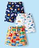 Babyhug Poplin Woven Boxers with Dino & Vehicles Print Pack of 3 - Navy Blue White & Orange